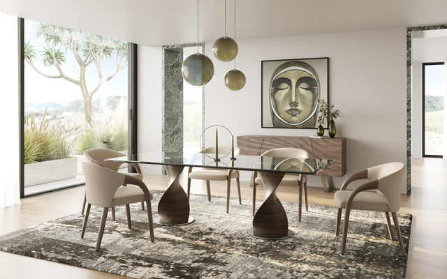 Cleveland - Contemporary Glass and Grey Ash Dining Table - View Image 1