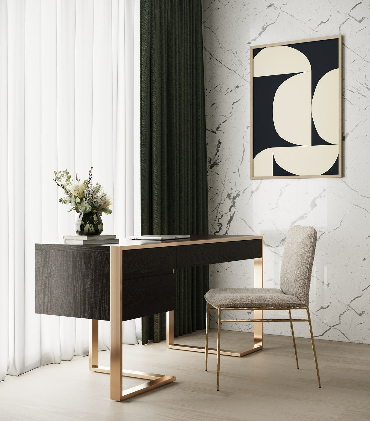 Modern Fauna Wenge and Rosegold Desk - View Image 1