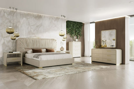 Florence Modern Beige Velvet & Leatherette Bedroom Set – VIG Furniture - Home Elegance USA
