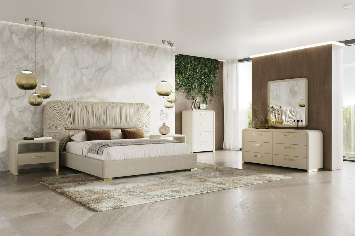 Florence - Modern Beige Leatherette + Gold Chest - View Image 1