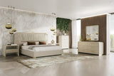 Eastern King Florence - Modern Beige Velvet + Shagreen Bedroom Set