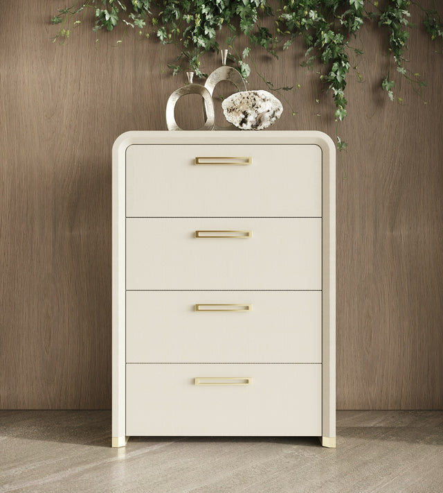 Florence - Modern Beige Leatherette + Gold Chest - View Image 1