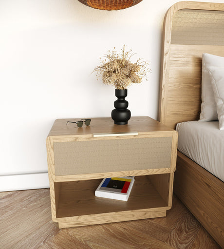 Gavin Modern Natural Ash & Rattan 4-Piece Bedroom Set – VIG Furniture - sold by Home Elegance USA