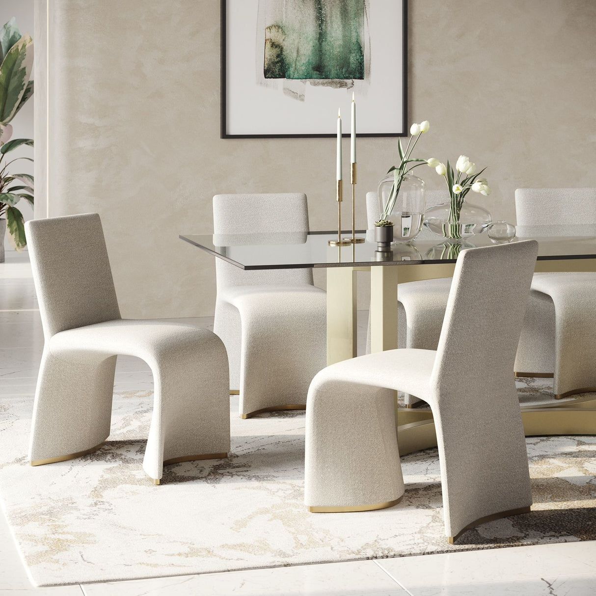 Modrest Kenda Contemporary Grey and Brushed Gold Dining Chair (Set of 2)