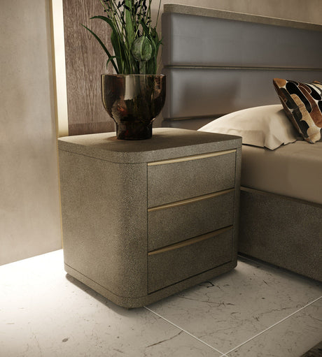 Lois Modern Grey Leather & Beige Shagreen Bedroom Set – VIG Furniture - sold by Home Elegance USA