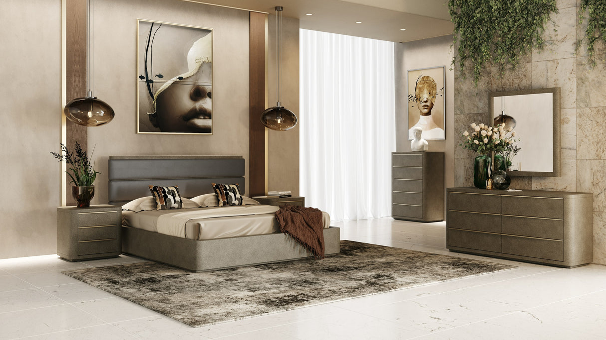Lois - Modern Beige Shagreen + Brass Dresser - View Image 1