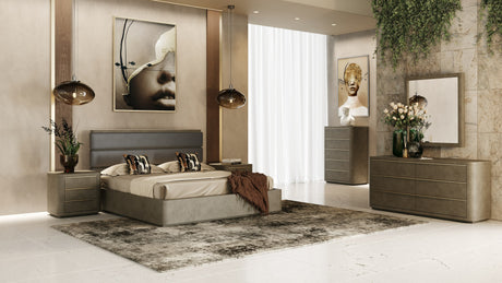 Lois - Modern Beige Shagreen + Brass Dresser - View Image 1