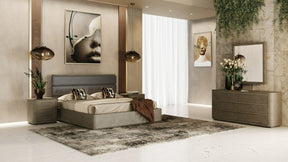 Lois Modern Grey Leather & Beige Shagreen Bedroom Set – VIG Furniture - sold by Home Elegance USA