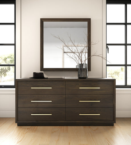 Manhattan - Contemporary Brown Oak and Gold Dresser - View Image 1