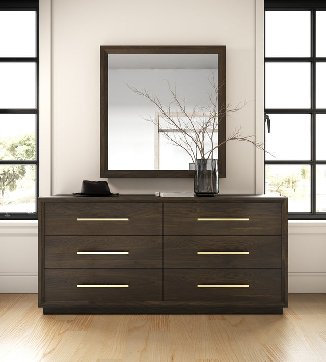 Manhattan - Contemporary Brown Oak and Gold Dresser - View Image 1