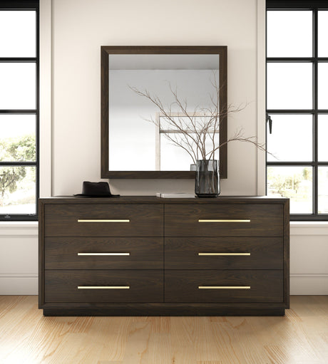 Manhattan Contemporary Canopy Bedroom Set Brown Oak – Modrest - sold by Home Elegance USA