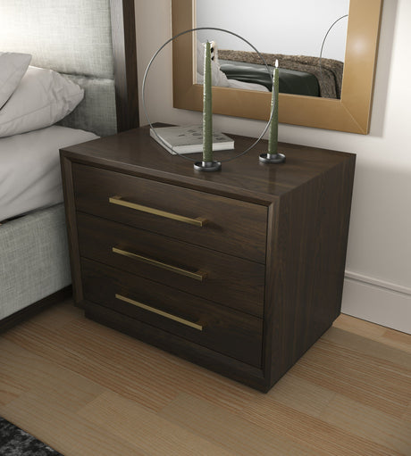 Manhattan Contemporary Canopy Bedroom Set Brown Oak – Modrest - sold by Home Elegance USA