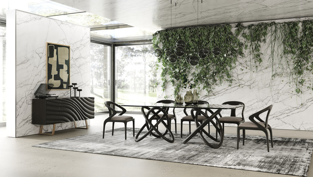 Modrest Mason Modern Glass & Black Ash Dining Table