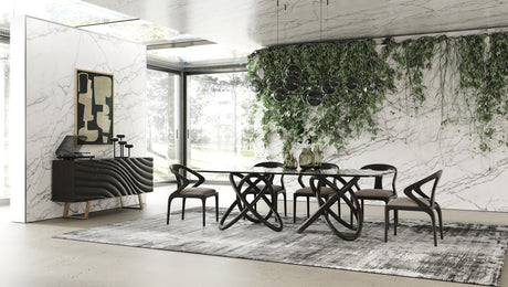 Modrest Mason Modern Glass & Black Ash Dining Table