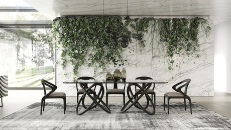 Modrest Mason Modern Glass & Black Ash Dining Table