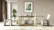 Mingus - Modern Glass + Brushed Brass Rectangualr Dining Table - View Image 1