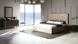 Moontide - Glam Beige Velvet and Brushed Brass EK Bedroom Set - View Image 1