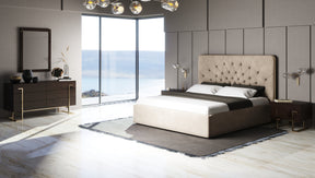 Moontide - Glam Beige Velvet and Brushed Brass EK Bedroom Set - View Image 1