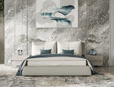 California King Patrick - Modern Light Grey Leather Bed