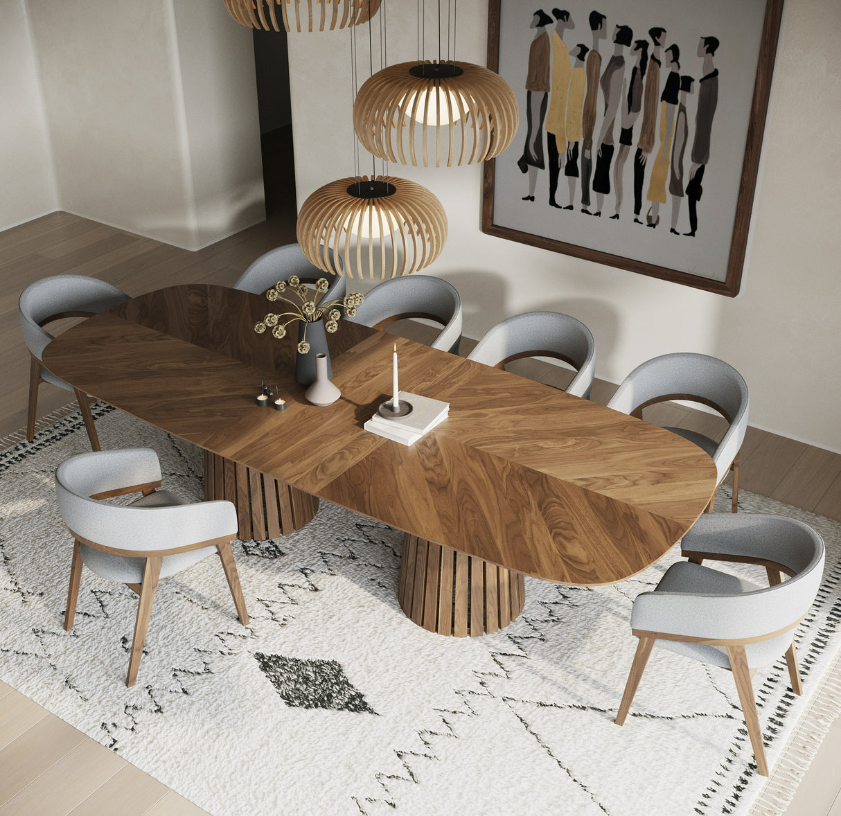 Truman - Mid-Century Modern Walnut Extendable Dining Table - View Image 1