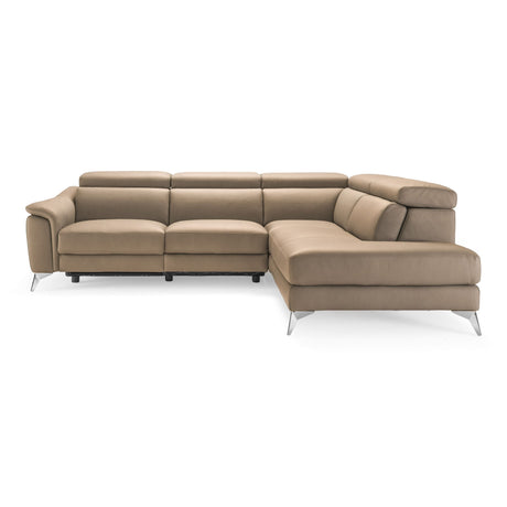 Lamod Italia Monte Carlo - Italian Modern Cappuccino Leather Right Facing Sectional Sofa