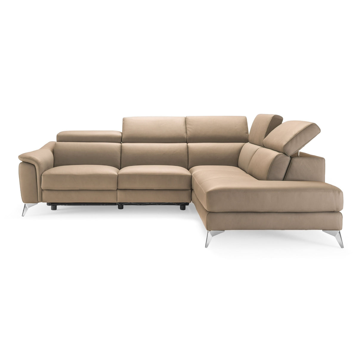 Lamod Italia Monte Carlo - Italian Modern Cappuccino Leather Right Facing Sectional Sofa