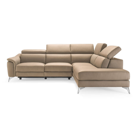 Lamod Italia Monte Carlo - Italian Modern Cappuccino Leather Right Facing Sectional Sofa