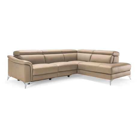 Lamod Italia Monte Carlo - Italian Modern Cappuccino Leather Right Facing Sectional Sofa