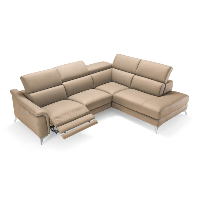 Lamod Italia Monte Carlo - Italian Modern Cappuccino Leather Right Facing Sectional Sofa