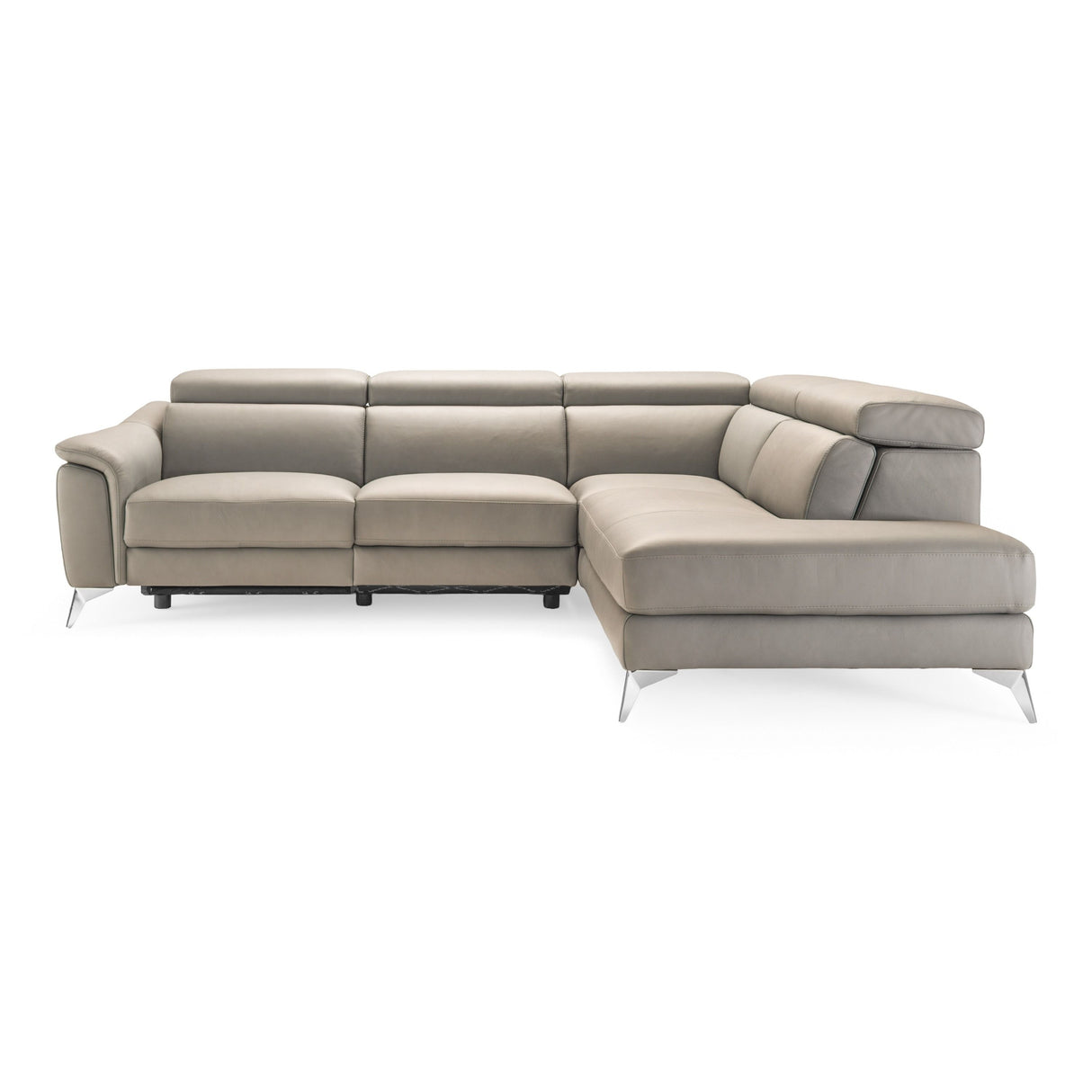 Italian Modern Grey Leather LAF Sectional Sofa | VIG