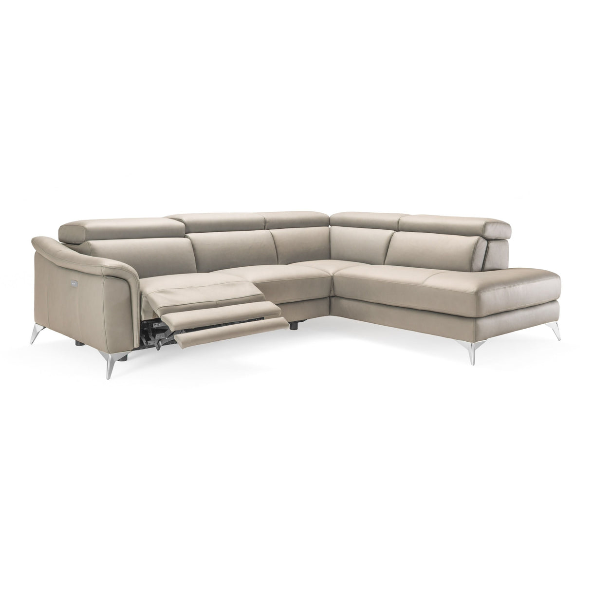 Italian Modern Grey Leather LAF Sectional Sofa | VIG