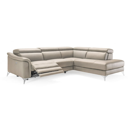 Italian Modern Grey Leather LAF Sectional Sofa | VIG