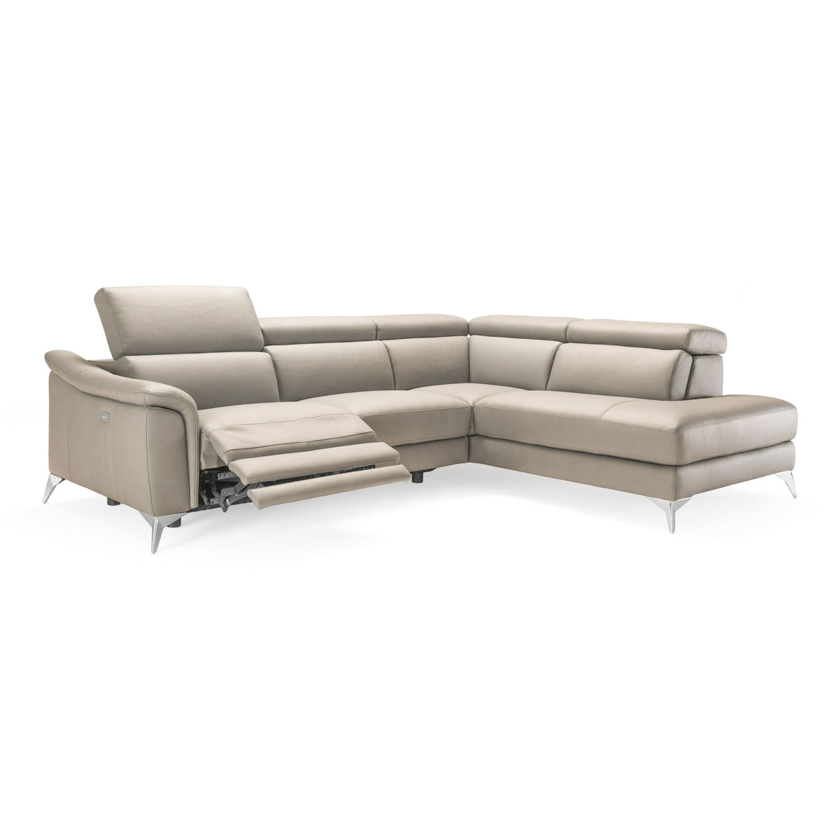 Italian Modern Grey Leather LAF Sectional Sofa | VIG