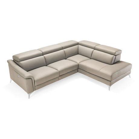 Italian Modern Grey Leather LAF Sectional Sofa | VIG