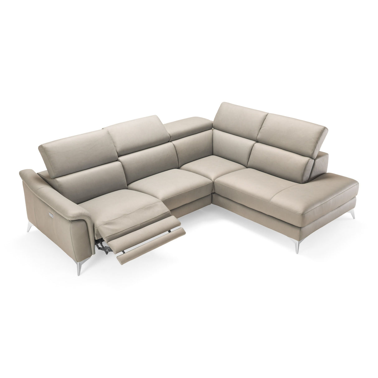 Italian Modern Grey Leather LAF Sectional Sofa | VIG