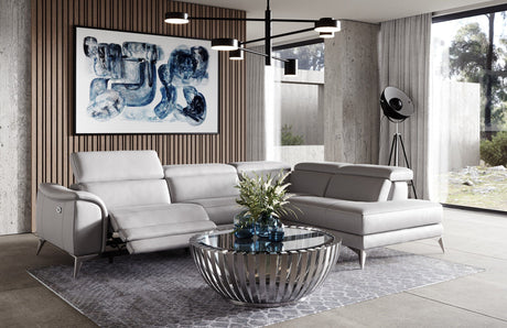 Lamod Italia Monte Carlo - Italian Modern Grey Leather RAF Sectional Sofa - Home Elegance USA