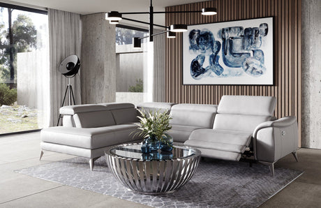 Lamod Italia Monte Carlo - Italian Modern Grey Leather LAF Sectional Sofa - Home Elegance USA