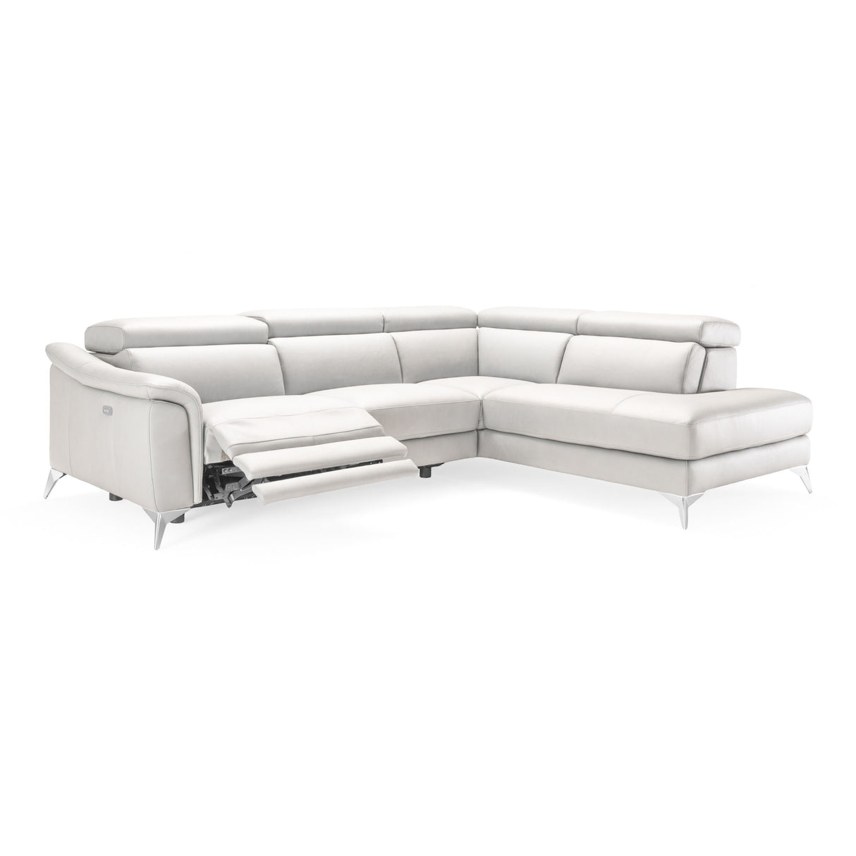 Lamod Italia Monte Carlo - Italian Modern White Leather Right Facing Sectional Sofa