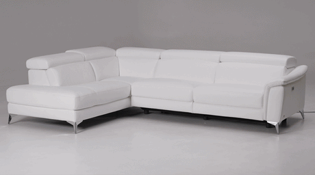 Lamod Italian Monte Carlo Modern White Leather Left Facing Sectional | VIG