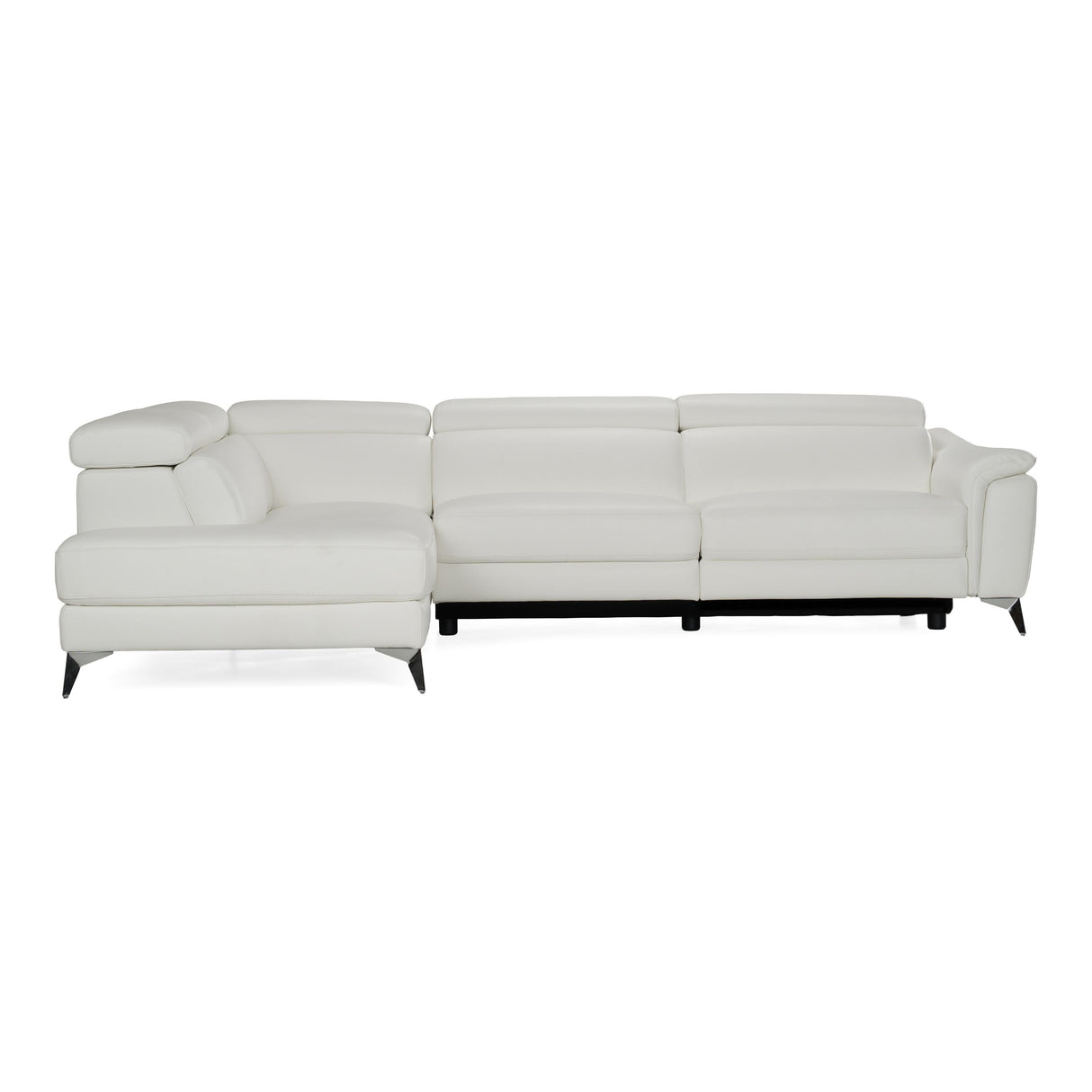 Lamod Italian Monte Carlo Modern White Leather Left Facing Sectional | VIG