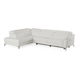 Lamod Italian Monte Carlo Modern White Leather Left Facing Sectional | VIG