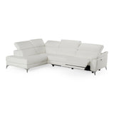Lamod Italian Monte Carlo Modern White Leather Left Facing Sectional | VIG