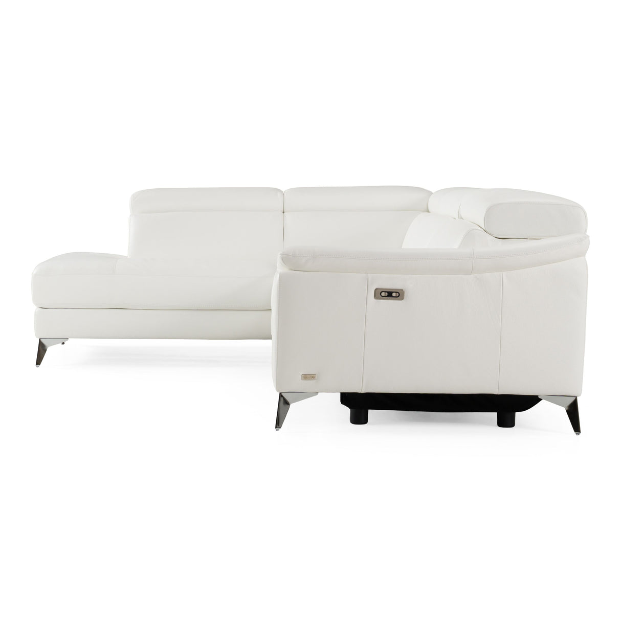 Lamod Italian Monte Carlo Modern White Leather Left Facing Sectional | VIG