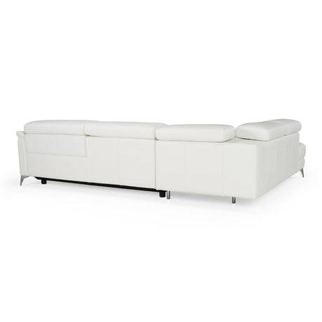 Lamod Italian Monte Carlo Modern White Leather Left Facing Sectional | VIG