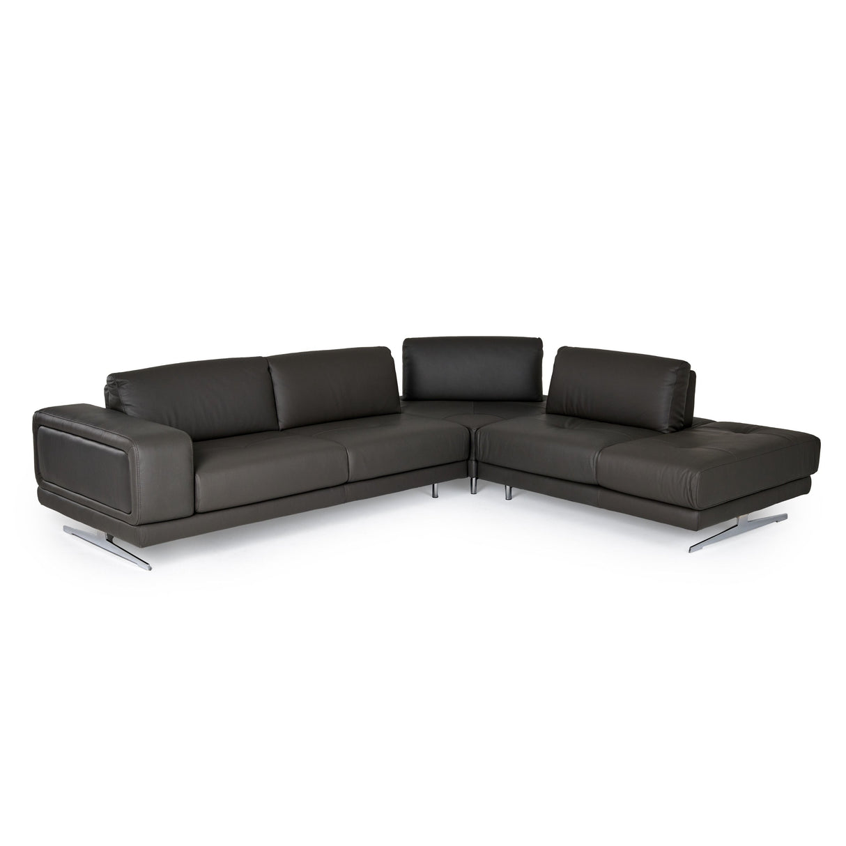 LaMod Italia Mood Italian Grey Leather Right-Facing Sectional Sofa – Contemporary Luxury - Home Elegance USA