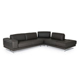 LaMod Italia Mood Italian Grey Leather Right-Facing Sectional Sofa – Contemporary Luxury