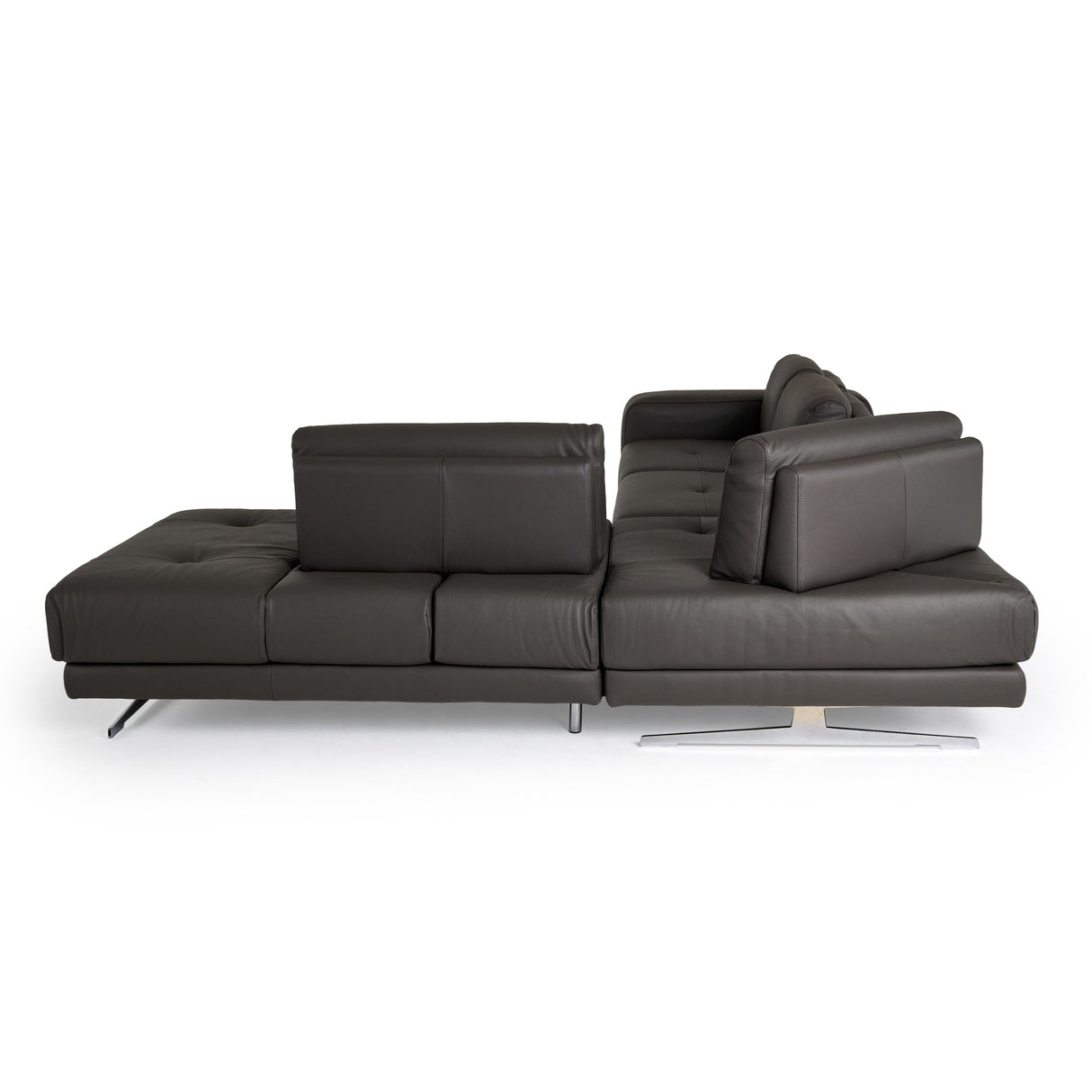 LaMod Italia Mood Italian Grey Leather Right-Facing Sectional Sofa – Contemporary Luxury - Home Elegance USA