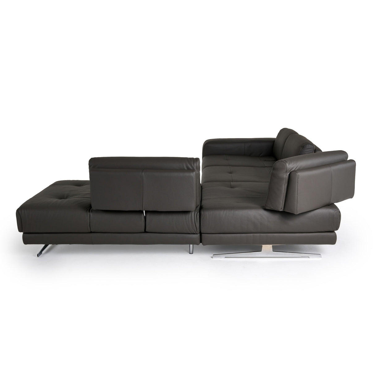 LaMod Italia Mood Italian Grey Leather Right-Facing Sectional Sofa – Contemporary Luxury