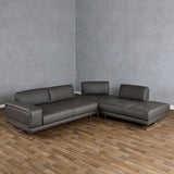 LaMod Italia Mood Italian Grey Leather Right-Facing Sectional Sofa – Contemporary Luxury - Home Elegance USA