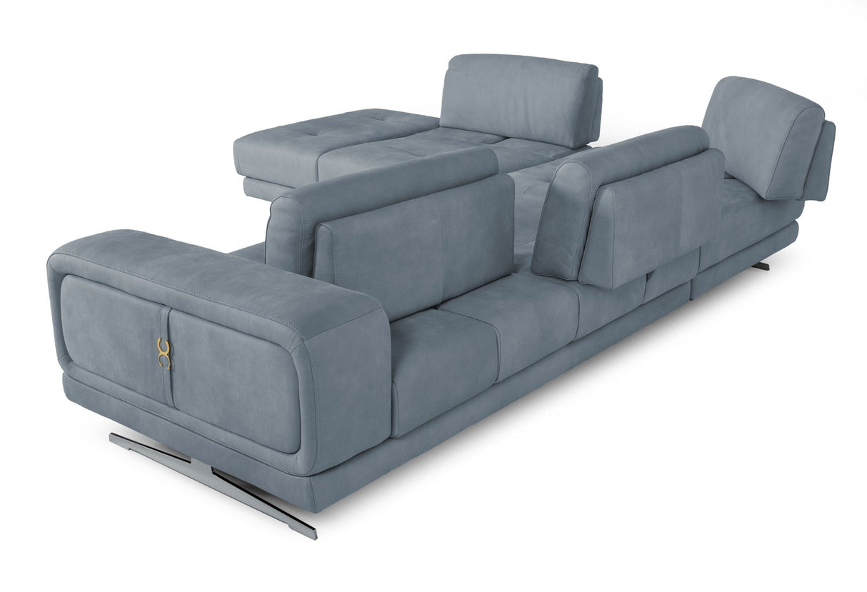 Lamod Italia Mood Contemporary Blue Leather Left Facing Sectional